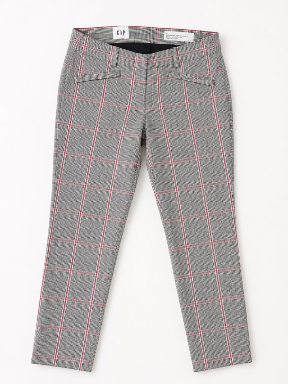GAP Signature Skinny Ankle Plaid Dress Pants Women's Size 4 Gray Pink Windowpane